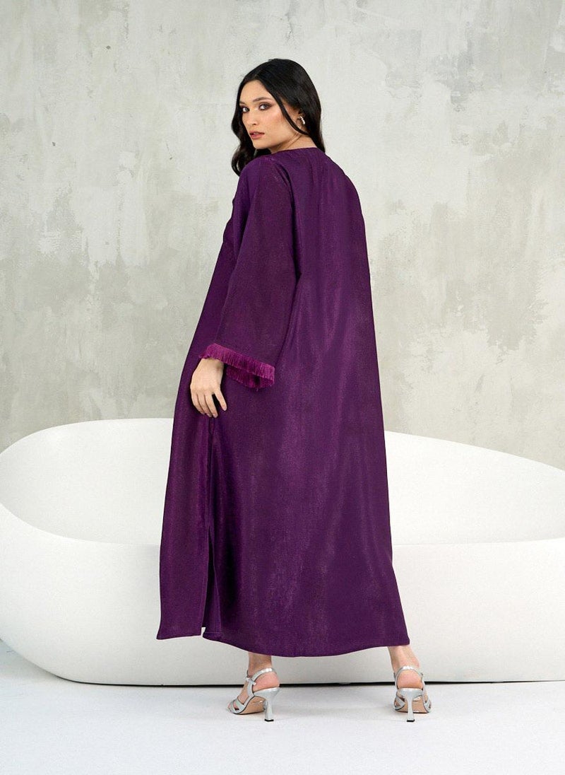 Purple Fringe Kaftan with Sheila