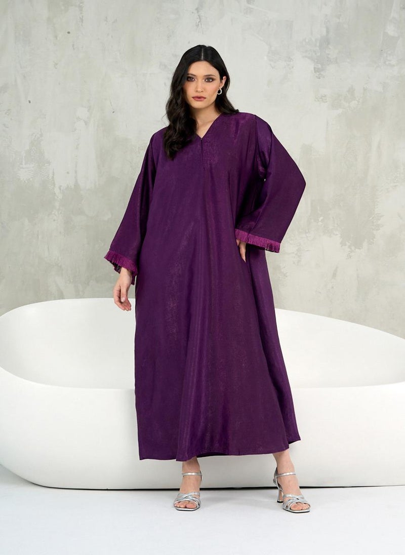 Purple Fringe Kaftan with Sheila