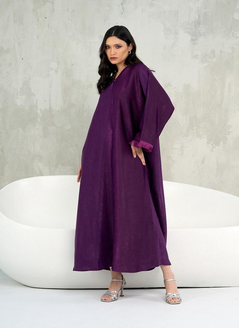 Purple Fringe Kaftan with Sheila