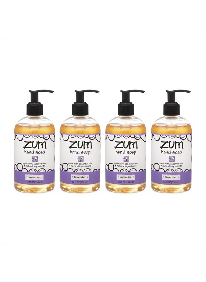 Indigo Wild Hand Soap - Natural Liquid Hand Soap - for Bathroom & Kitchen - Lavender Scent - 12 oz (4 Pack)