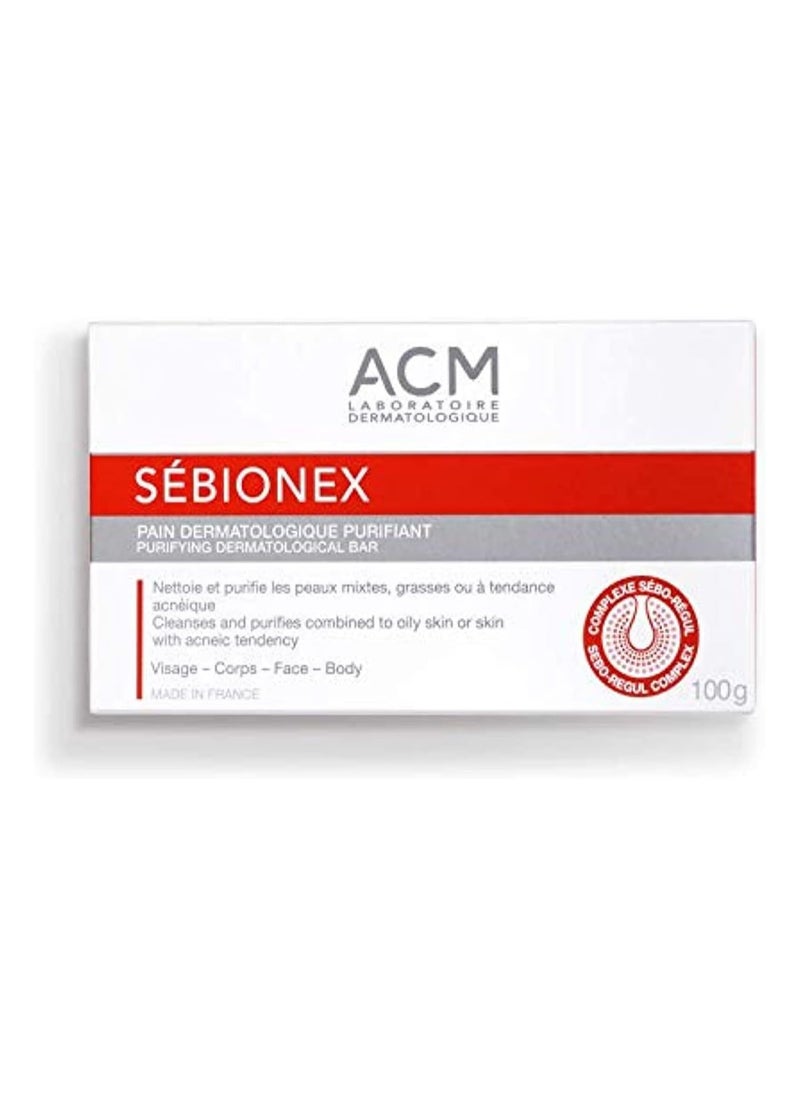 ACM Sebionex Purifying Dermatological Bar for Face & Body - 100g | Soft Sebum Regulating Cleanser for Clear & Fresh Skin