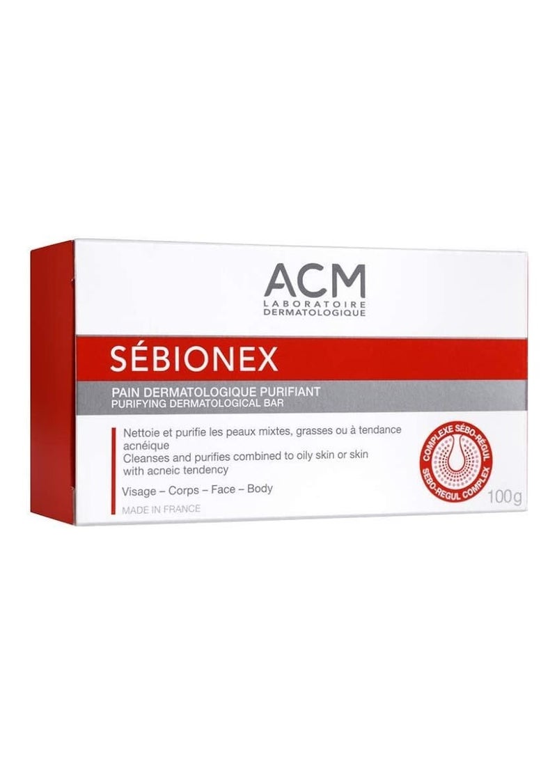 ACM Sebionex Purifying Dermatological Bar for Face & Body - 100g | Soft Sebum Regulating Cleanser for Clear & Fresh Skin