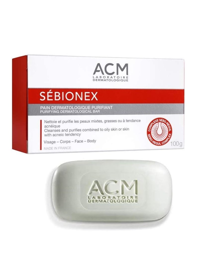 ACM Sebionex Purifying Dermatological Bar for Face & Body - 100g | Soft Sebum Regulating Cleanser for Clear & Fresh Skin