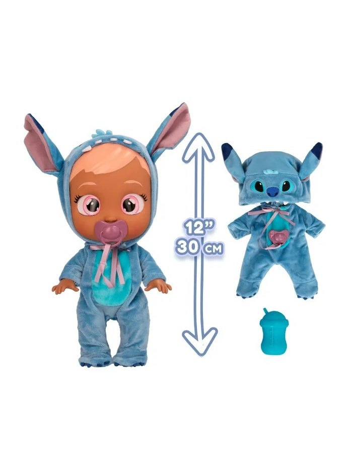 Cry Babies Disney Stitch, Battery Operated | Interactive Doll | Makes 10+ Realistic Baby Sounds | Cries Real Tears | Nurturing and Imaginative Play | Sensory Development