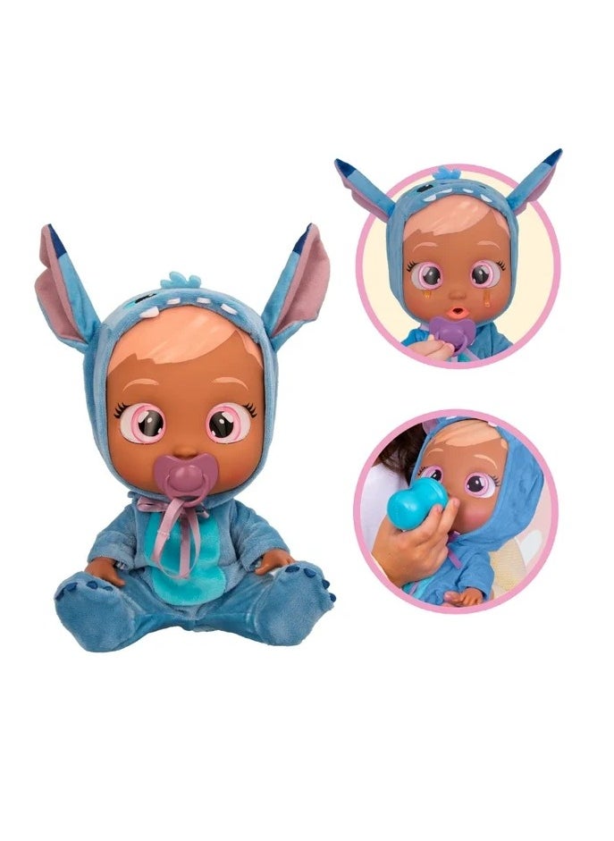 Cry Babies Disney Stitch, Battery Operated | Interactive Doll | Makes 10+ Realistic Baby Sounds | Cries Real Tears | Nurturing and Imaginative Play | Sensory Development