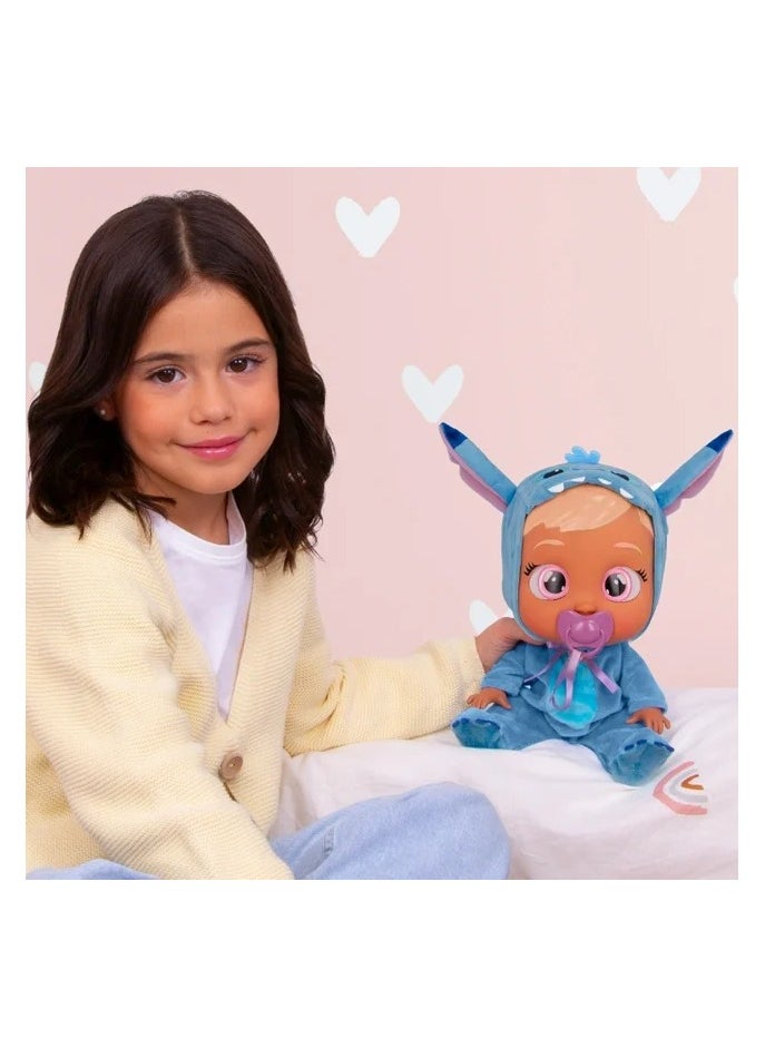 Cry Babies Disney Stitch, Battery Operated | Interactive Doll | Makes 10+ Realistic Baby Sounds | Cries Real Tears | Nurturing and Imaginative Play | Sensory Development