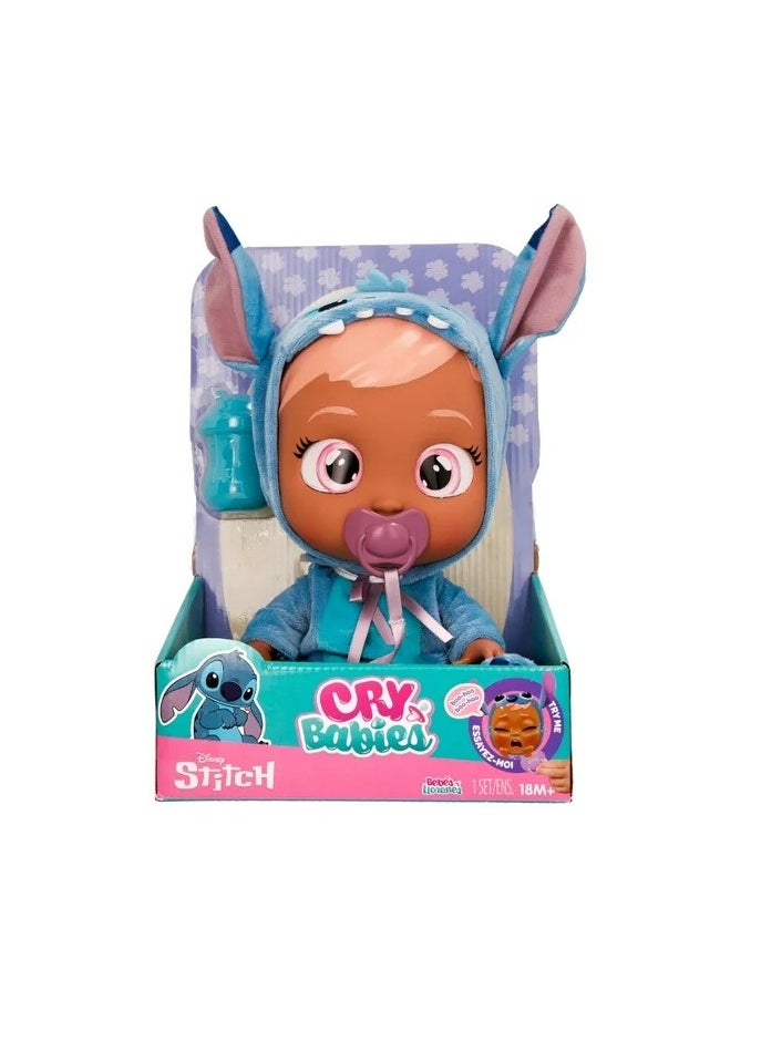 Cry Babies Disney Stitch, Battery Operated | Interactive Doll | Makes 10+ Realistic Baby Sounds | Cries Real Tears | Nurturing and Imaginative Play | Sensory Development