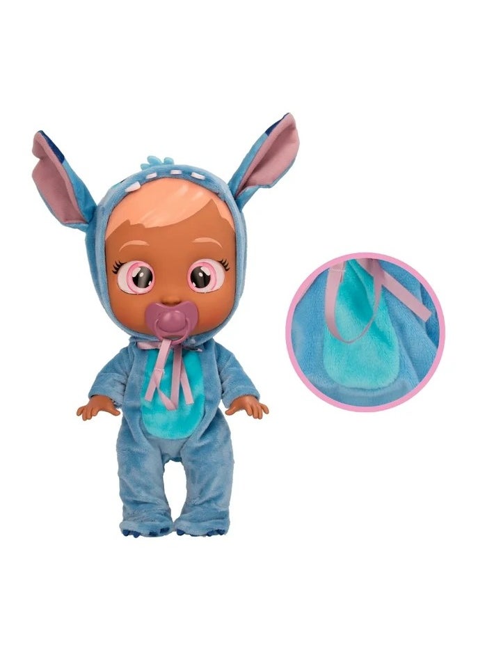 Cry Babies Disney Stitch, Battery Operated | Interactive Doll | Makes 10+ Realistic Baby Sounds | Cries Real Tears | Nurturing and Imaginative Play | Sensory Development