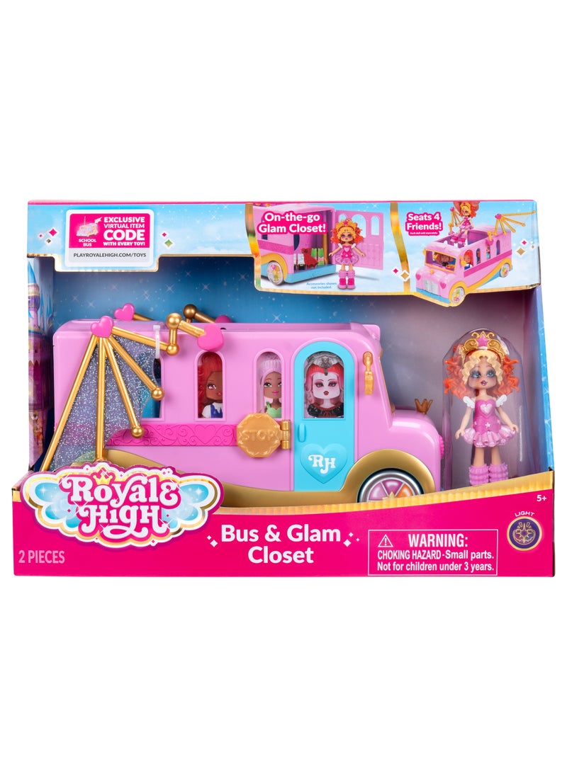 Royale High Bus & Glam Closet | Exclusive Virtual Item Code Included | Collectable Figure | Fashion Doll | For Fans, Gamers & Collectors! | Official Licensed Product