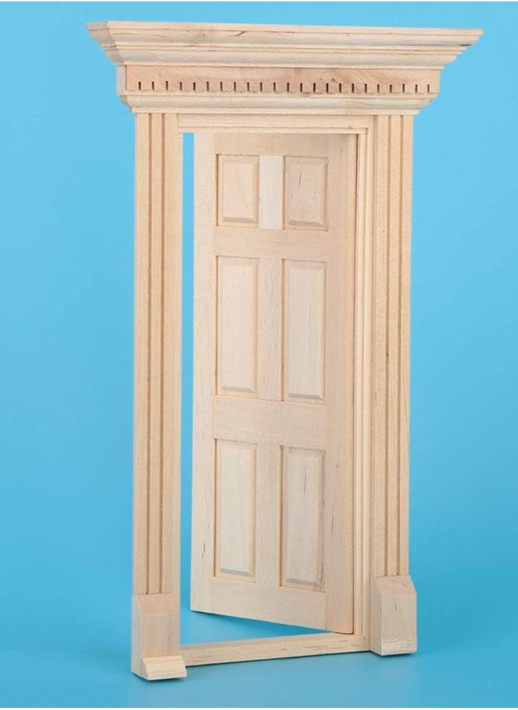 GLOGLOW Dollhouse Miniature Door, 1:12 Miniature Wooden Door Miniature Fairy Door Unpaint Wooden Doors for DIY Scene Doll Home Furniture Craft