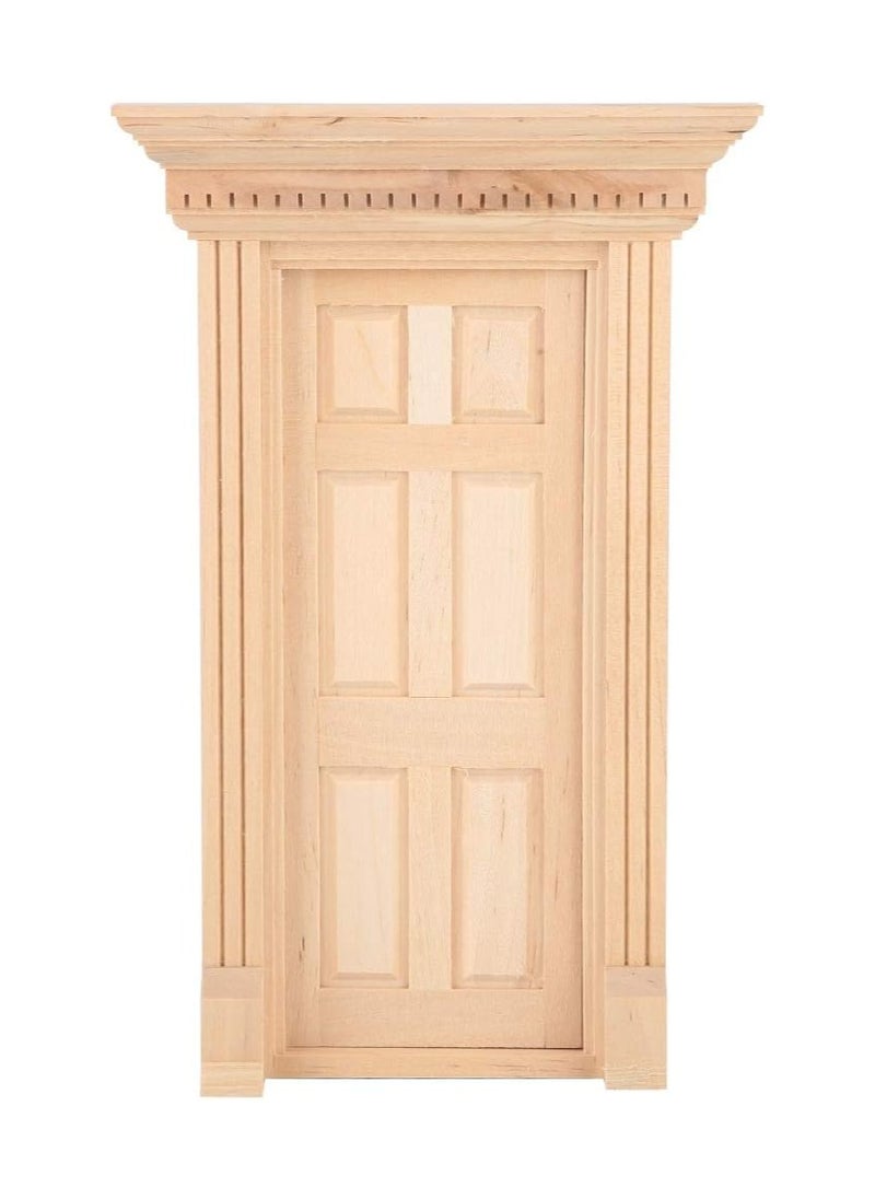 GLOGLOW Dollhouse Miniature Door, 1:12 Miniature Wooden Door Miniature Fairy Door Unpaint Wooden Doors for DIY Scene Doll Home Furniture Craft