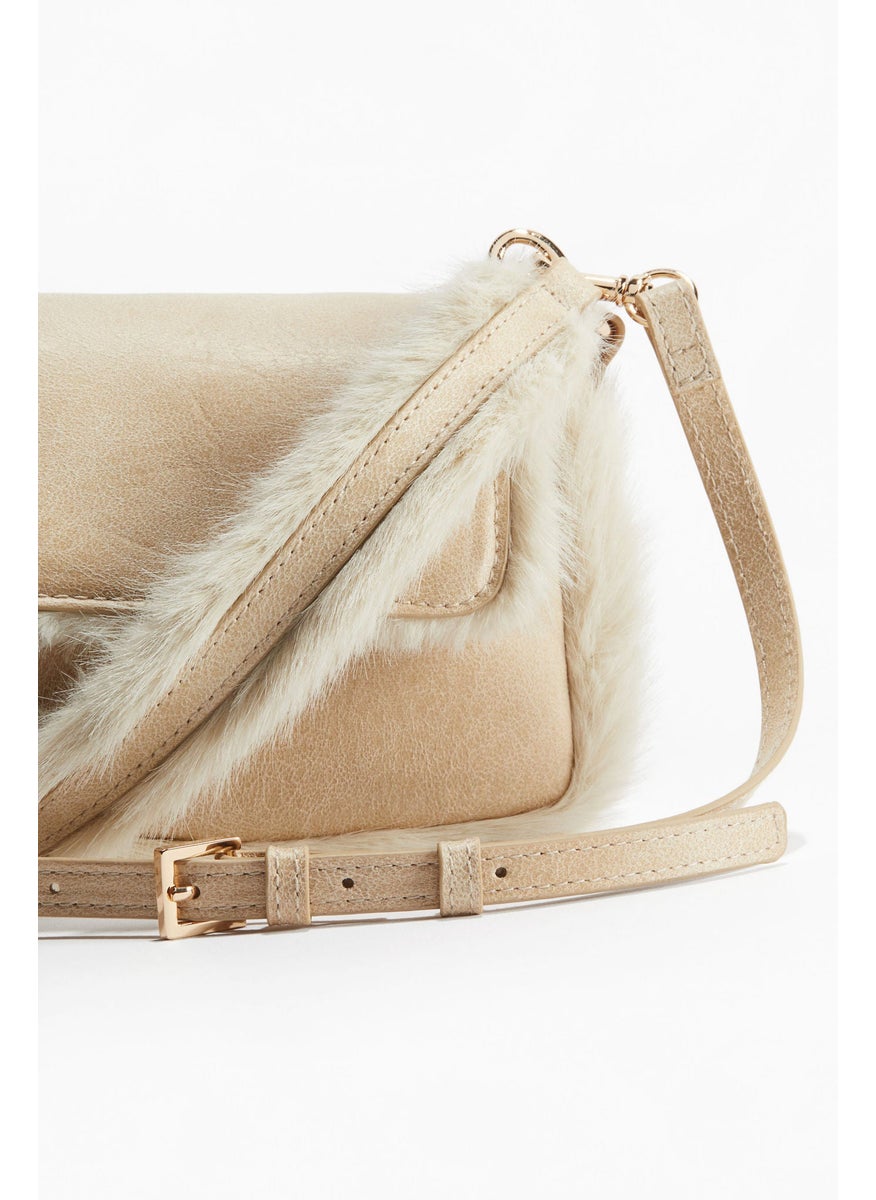 Fluffy-Trim Crossbody Bag