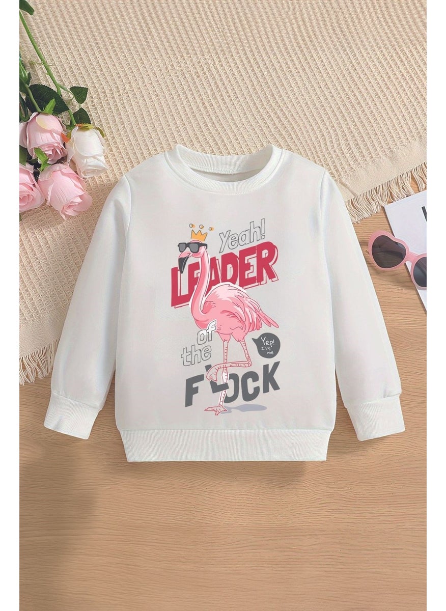 New Season Leader Written Crown Filamingo Printed Oversize Hooded Kids Sweatshirt 13599