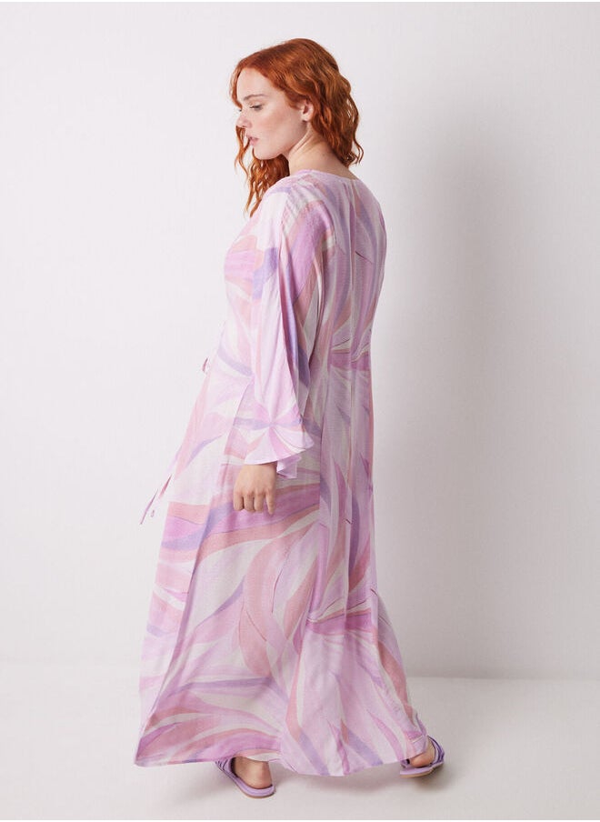 Geometric allover viscose midi dress