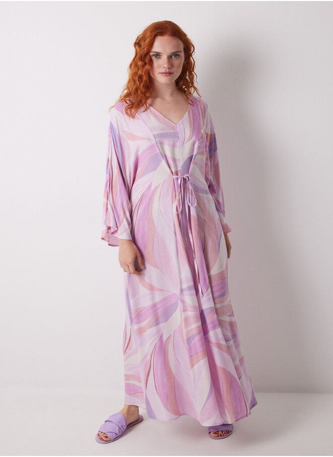 Geometric allover viscose midi dress