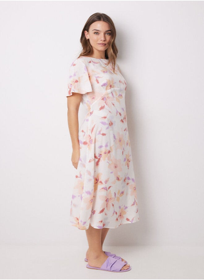 Viscose allover floral midi dress