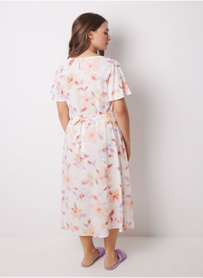 Viscose allover floral midi dress
