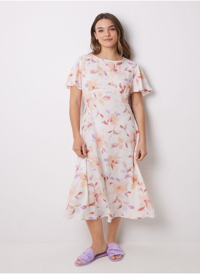 Viscose allover floral midi dress