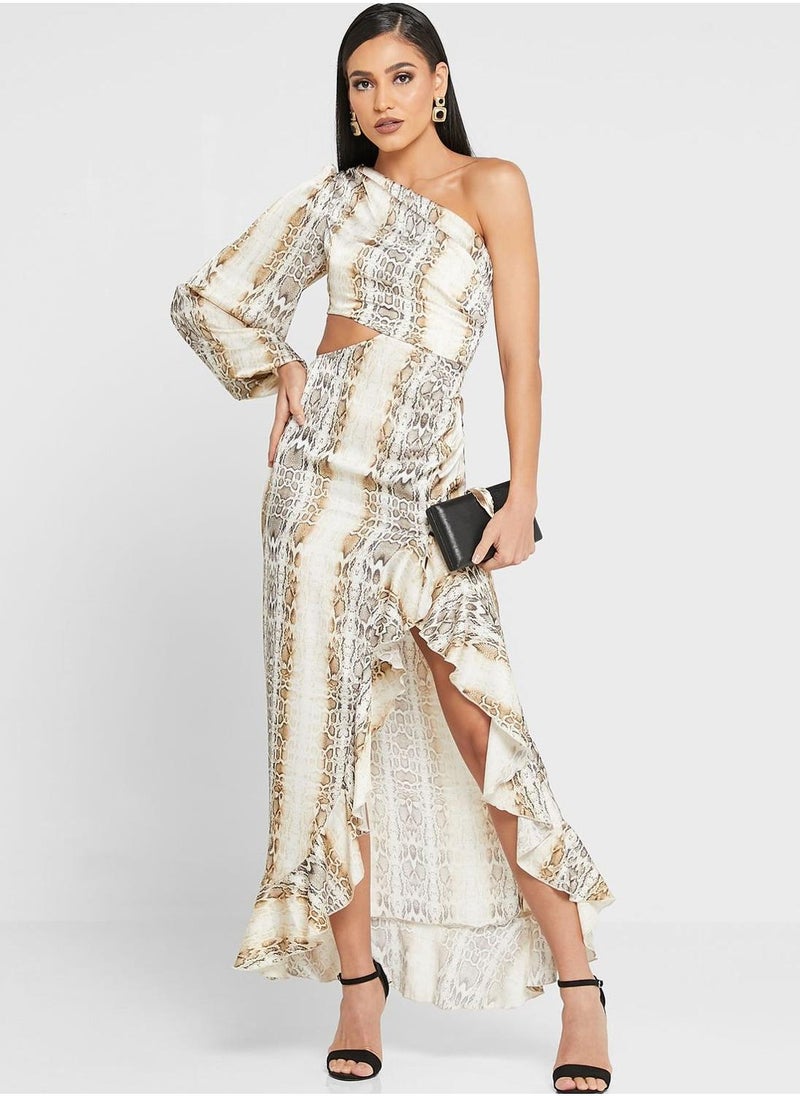Snakeskin Ruffle Dress