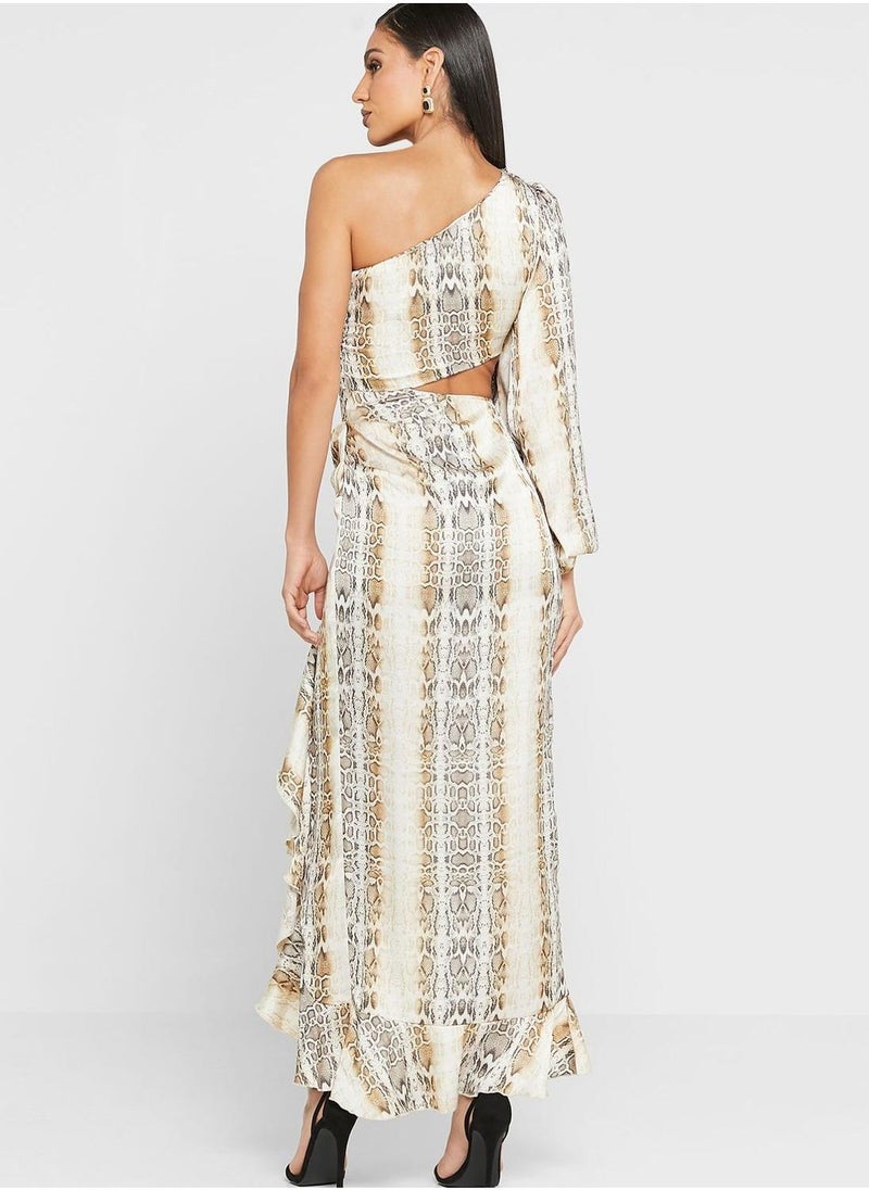 Snakeskin Ruffle Dress