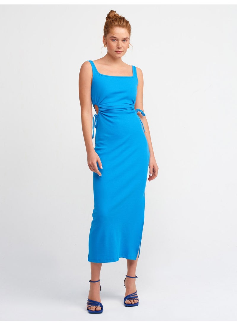 9094 Window Detailed Long Dress-Light Saks