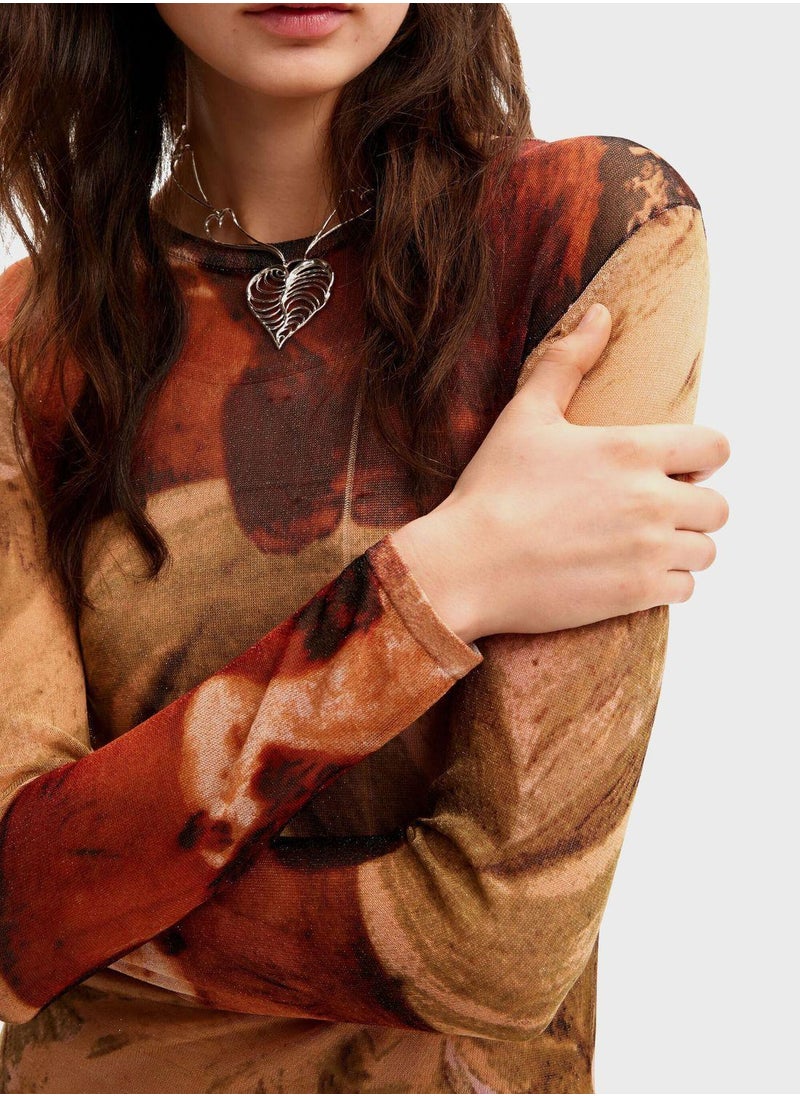 Printed Mesh Dress