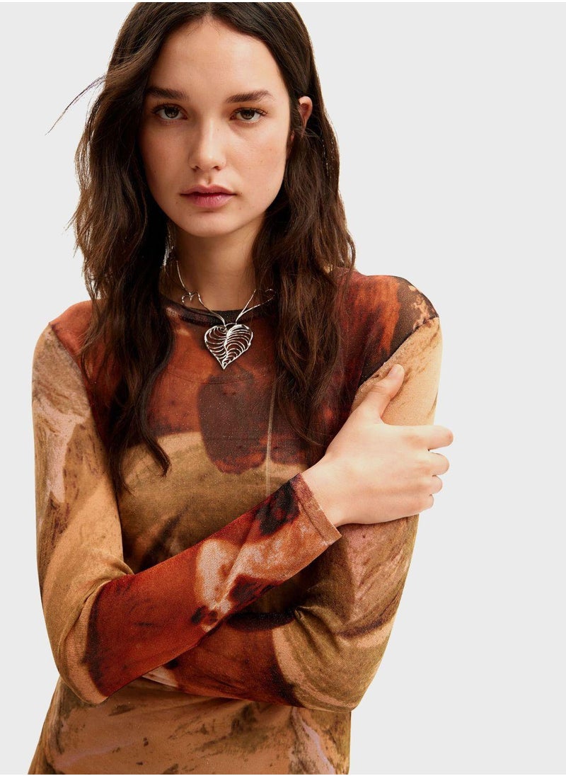 Printed Mesh Dress