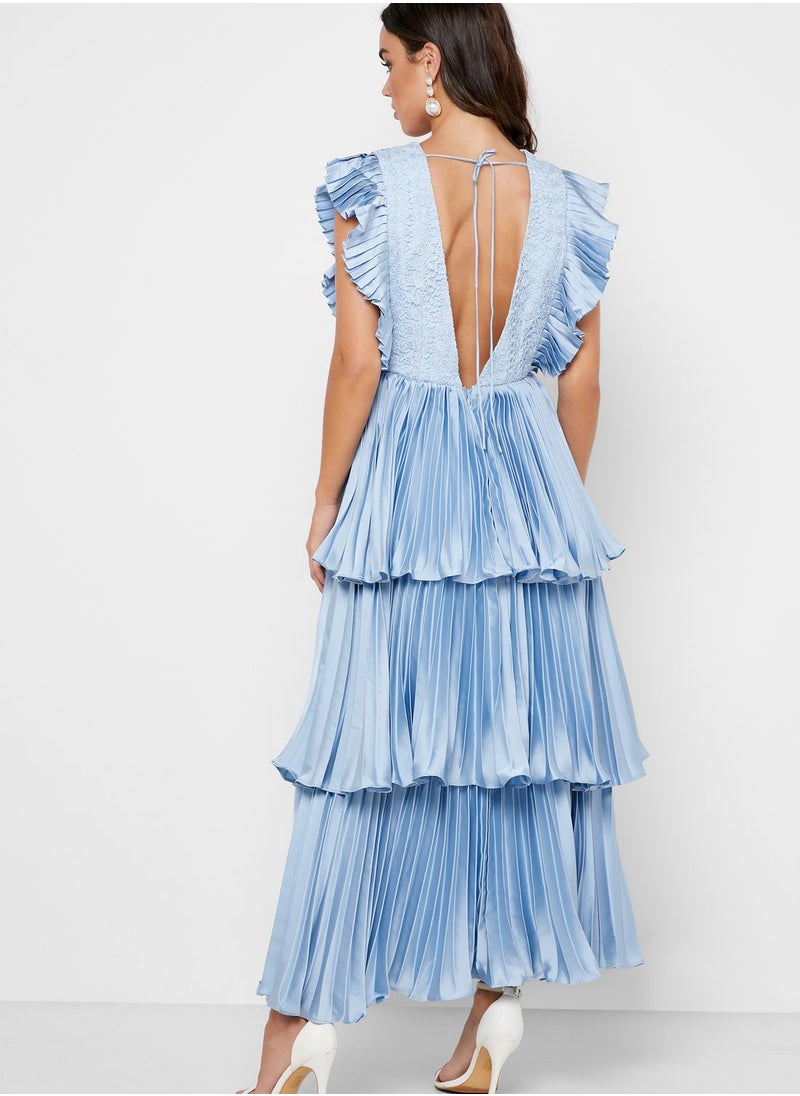 Pleated Tiered Dress