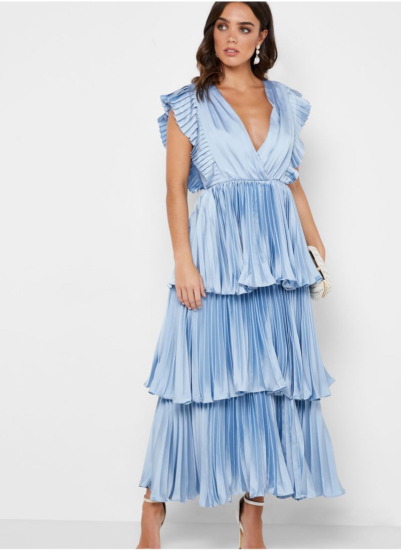 Pleated Tiered Dress