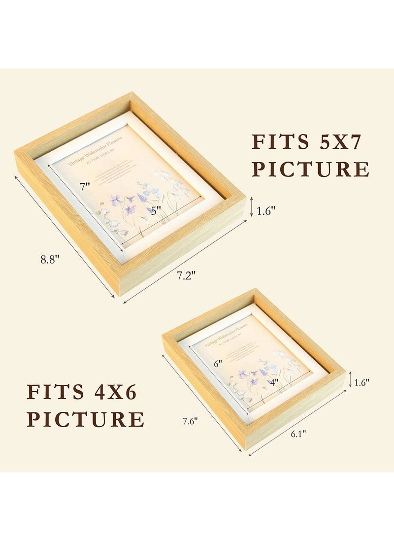 Rotating Floating Picture Frame, 5x7 Inch Tabletop Picture Frame, Rotating Double Sided Photo Frame for Tabletop Display, Desk Standing Picture Frame for Bedroom/Living Room/Office