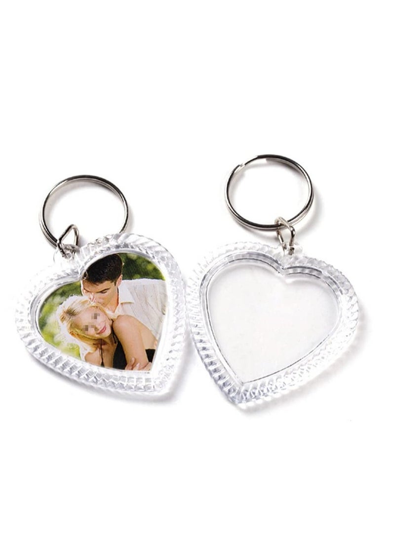 Transparent Acrylic Photo Frame, Keyring Heart-shaped Blank DIY,  Picture Insert Frame, Keychains Key Rings for Unisex Friends Family Couple Craft Artwork(25 PCS )