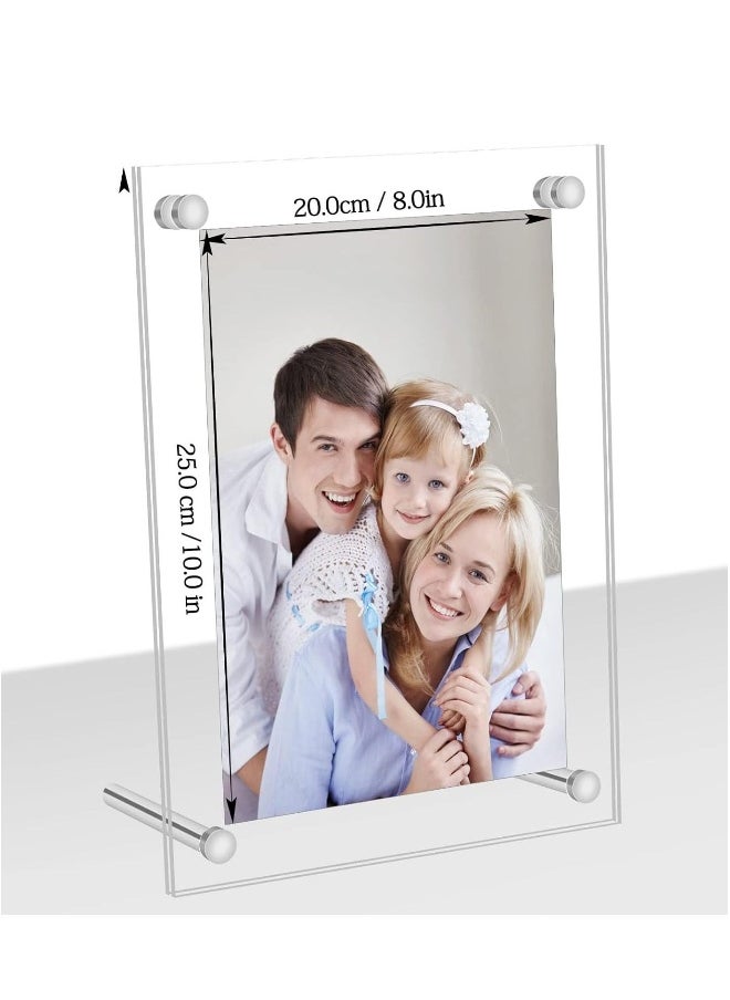 Photo Frame 8x10inch, Clear Acrylic Picture Frame B5 Letter Size for Wall Mount & Table Top Display Gallery Photo Frames, High Definition Acrylic Double Sided Photo Frames, Easy to Install