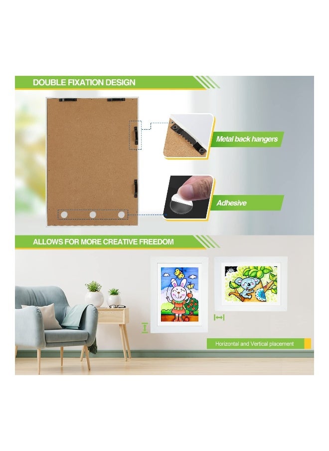 Kids Art Frames, Front Opening and Changeable Picture Display for A4 Art-Work, Storage Frames, Crafts, Drawing, Hanging Art, 8.3x11.8 (White, 1 Pack)