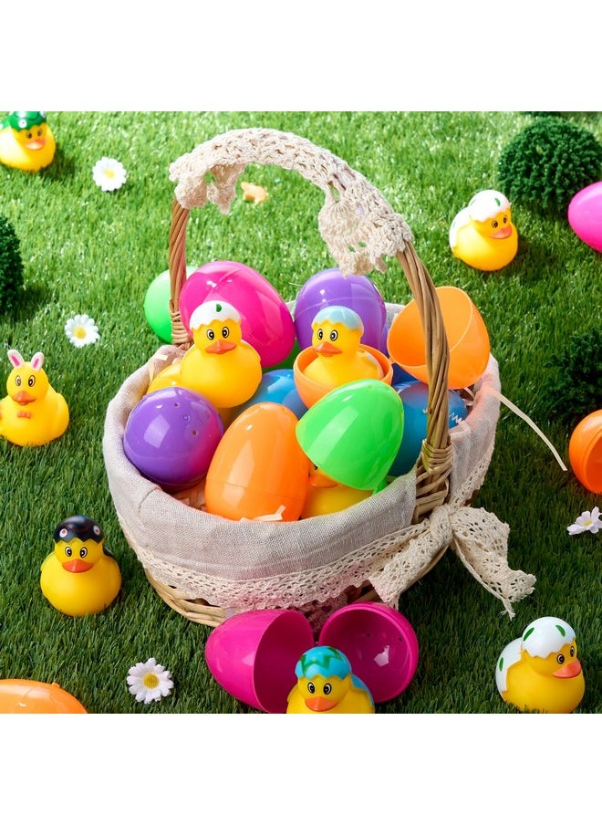 JOYIN 24 Pcs Prefilled Easter Eggs with Rubber Ducks, Variety Duckies for Easter Egg Hunt, Kids Basket Stuffer, Party Favor Decor Supply, Classroom Prize, Bath Toy