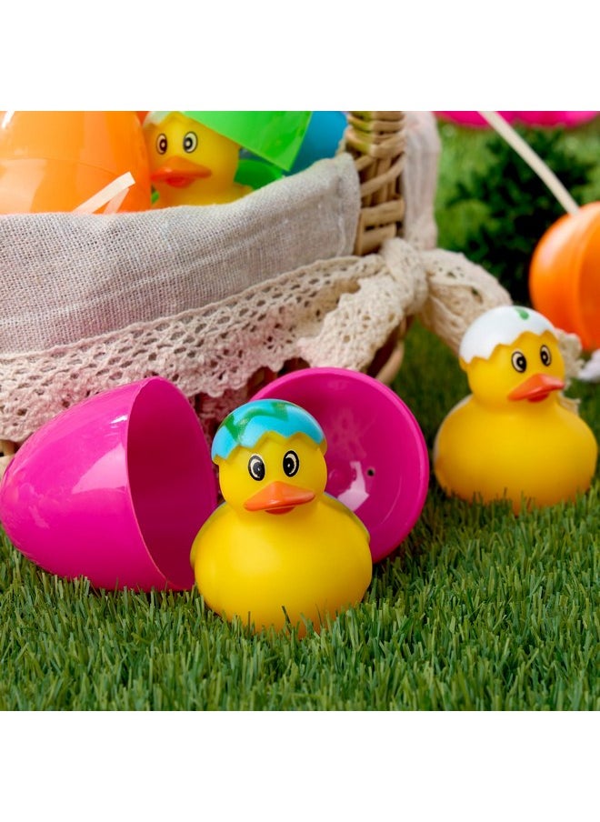 JOYIN 24 Pcs Prefilled Easter Eggs with Rubber Ducks, Variety Duckies for Easter Egg Hunt, Kids Basket Stuffer, Party Favor Decor Supply, Classroom Prize, Bath Toy