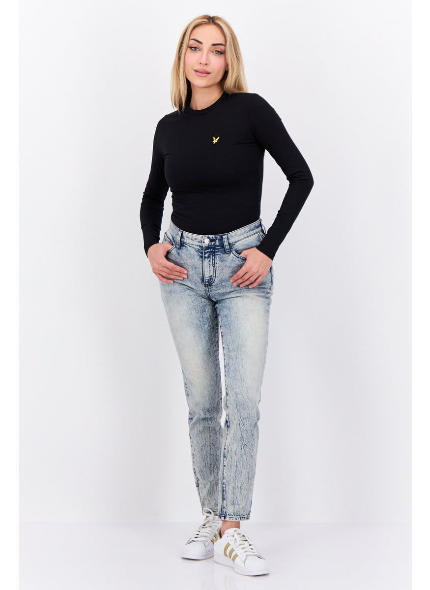Women Brand Logo Long Sleeve Bodysuit, Black