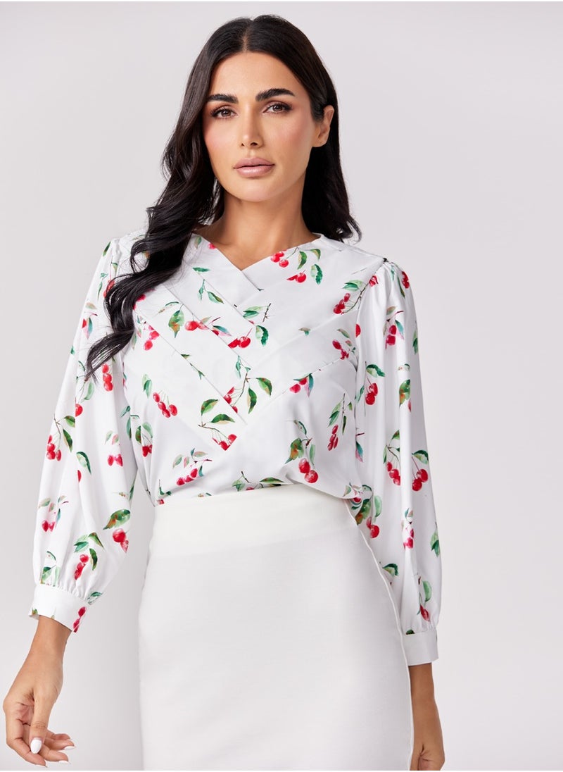 Cherry Printed Chiffon Top