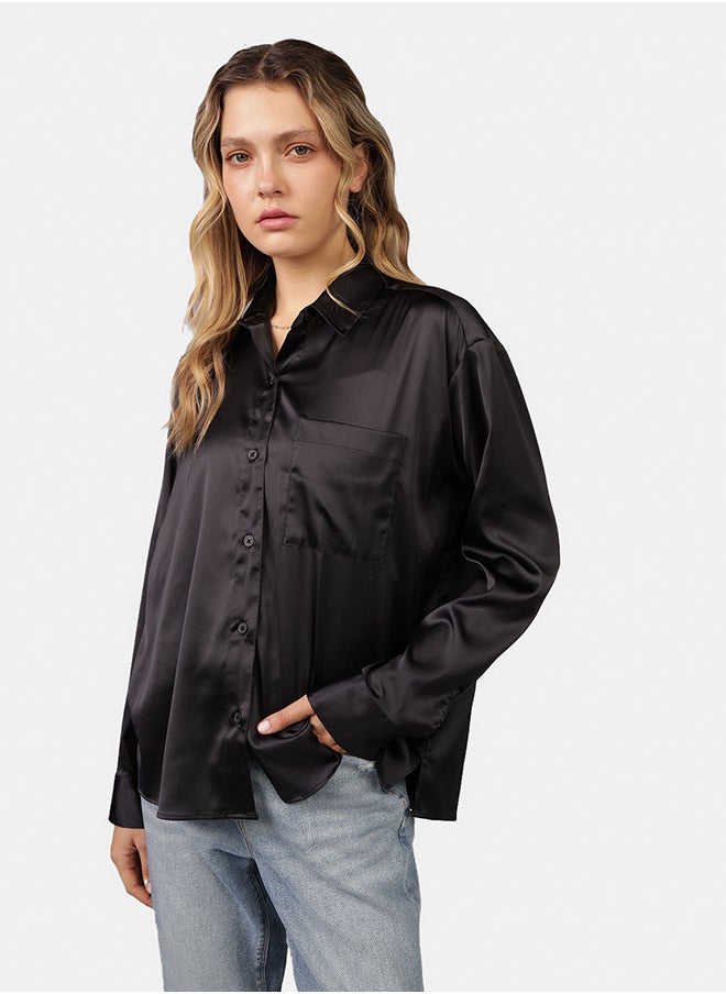 AE Satin Button-Up Shirt