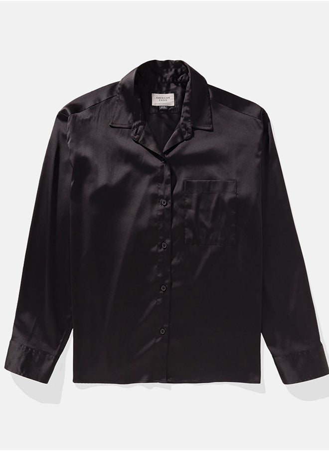 AE Satin Button-Up Shirt