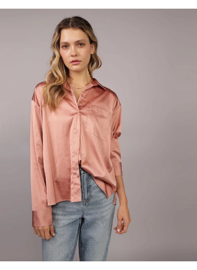 AE Satin Button-Up Shirt