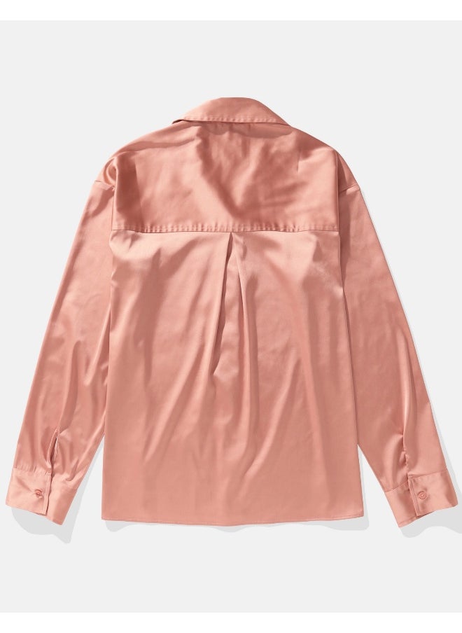 AE Satin Button-Up Shirt