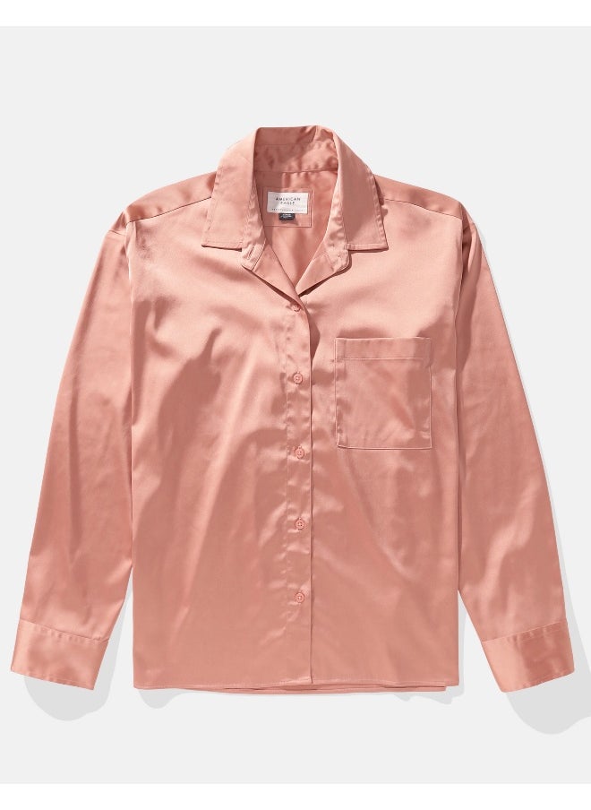 AE Satin Button-Up Shirt