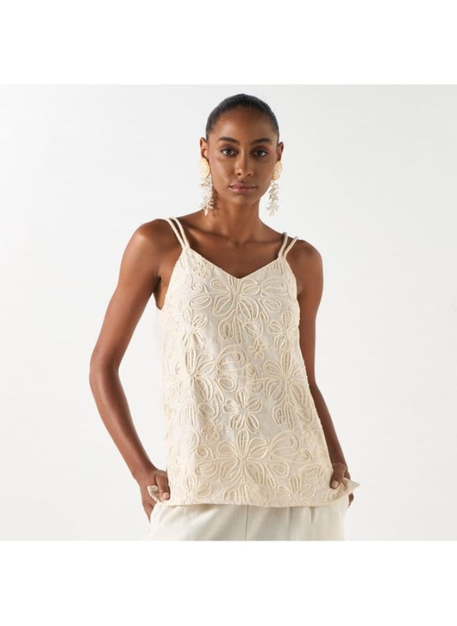 2Xtremz Floral Detail Top with Spaghetti Straps