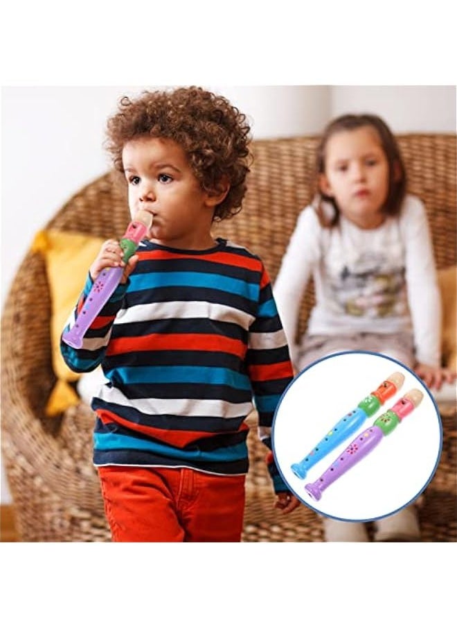 Small Wooden Recorders for Toddlers 2pcs Colorful Piccolo Flute for Kids Learning Rhythm Musical Instrument Baby Early Education Music Sound Toys