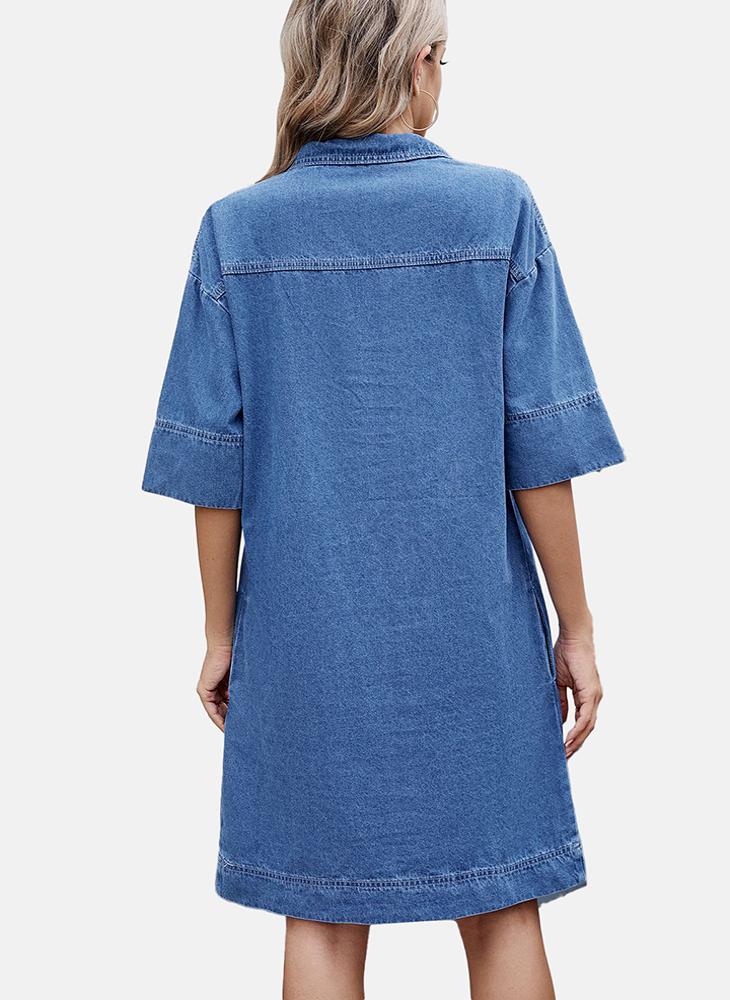 Denim V-Neck Dress