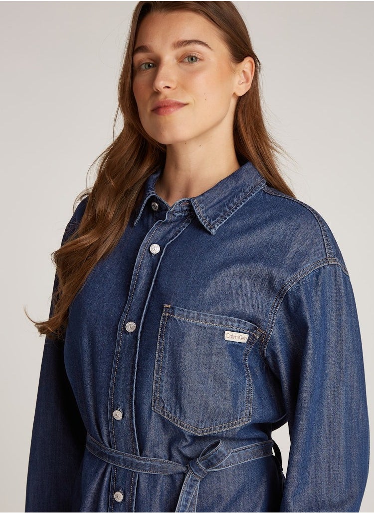 Belted Denim Dress