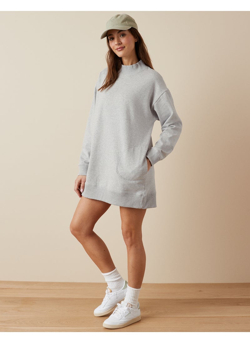 Mock Neck Fleece Mini Dress