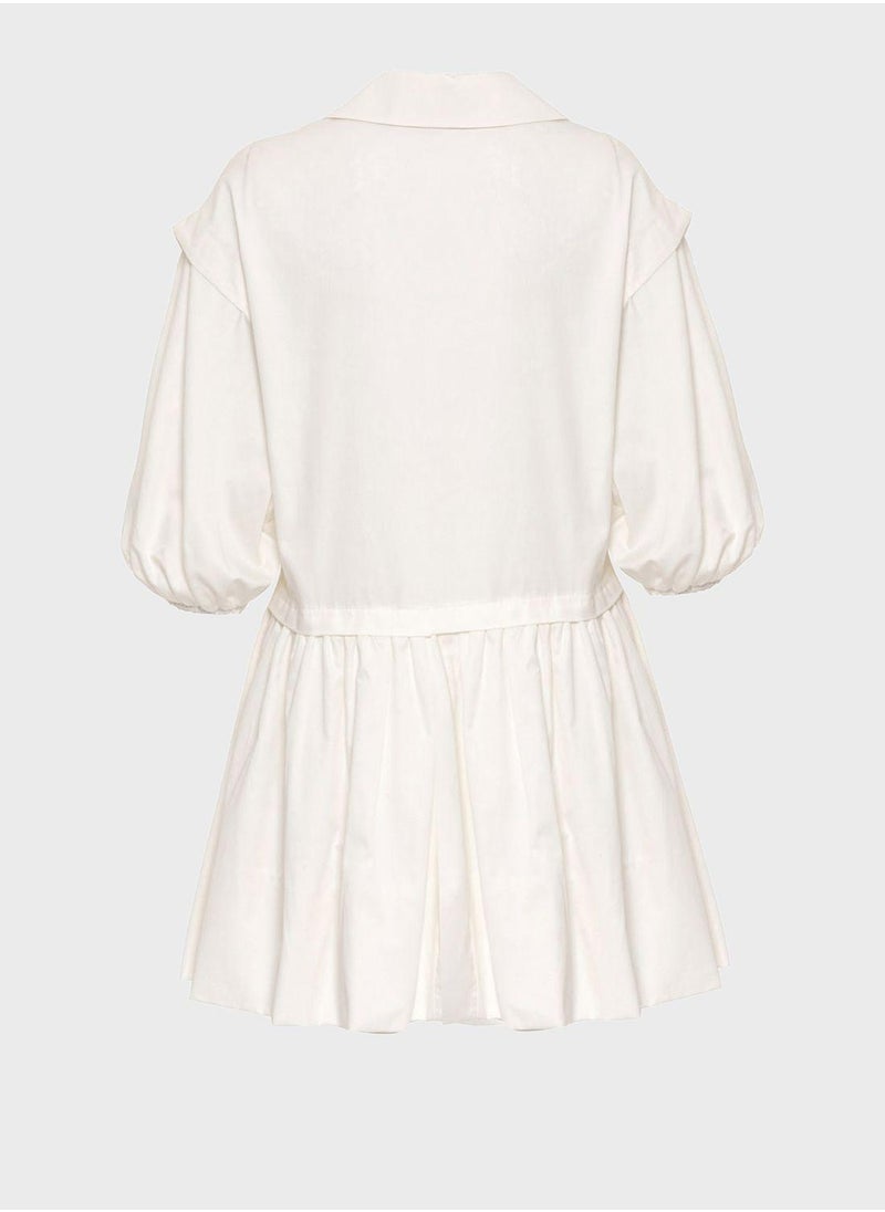 Embroidered Poplin Dress