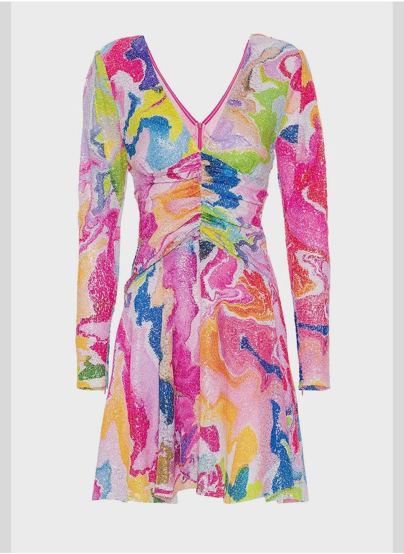 Abstract Print Mini Dress