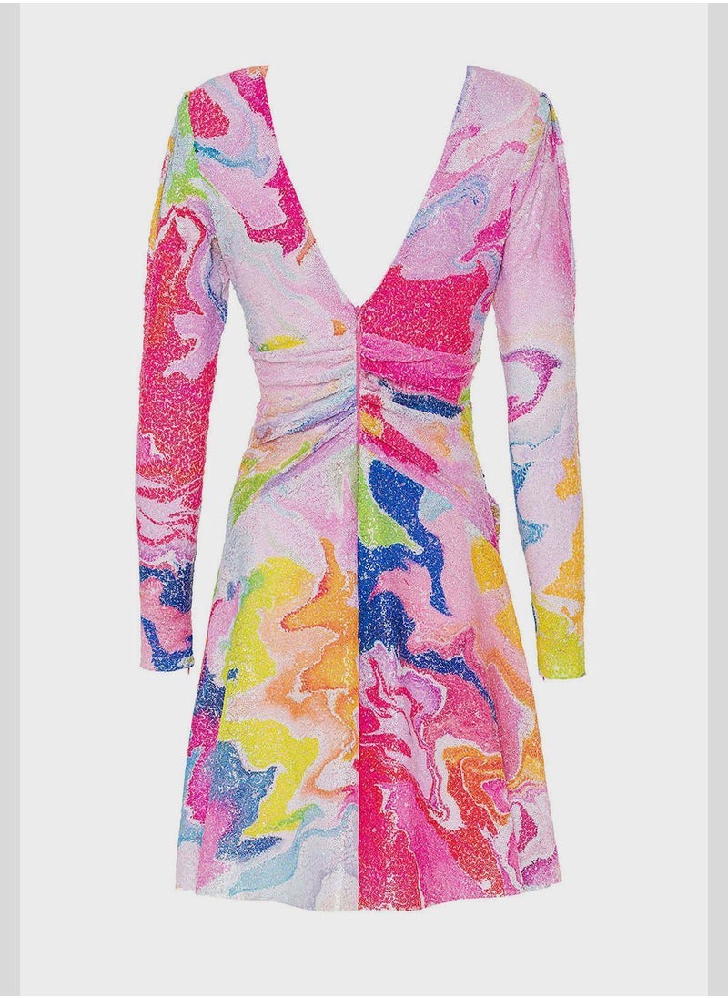 Abstract Print Mini Dress